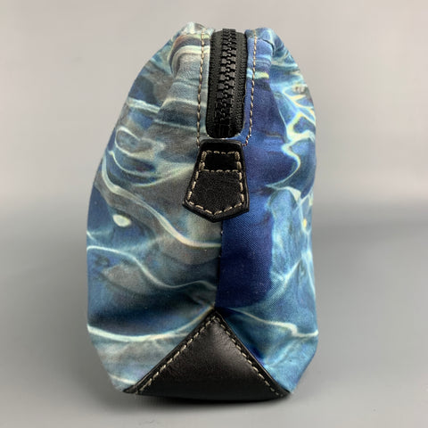 PAUL SMITH Size One Size Blue Water Print Canvas Toiletry Bag