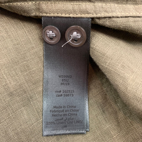 JOHN VARVATOS Size L Olive Linen Oversized Long Sleeve Shirt