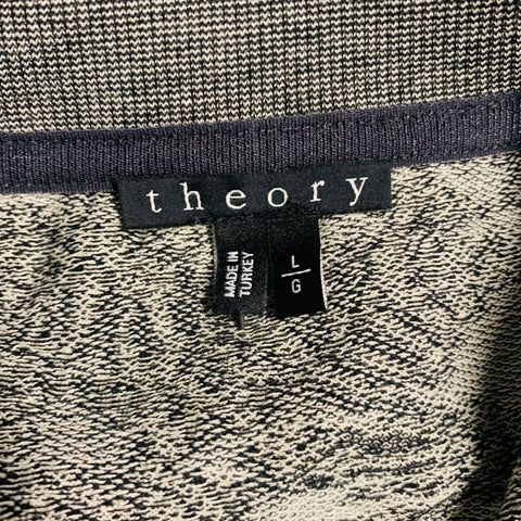 THEORY Size L Grey White Abstract Crew Neck Pullover