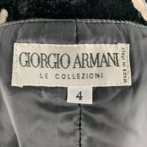 GIORGIO ARMANI Size 4 Black & Grey Floral Velvet Blazer
