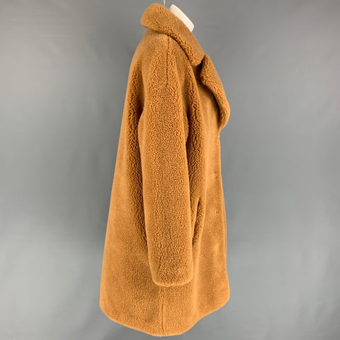 STAND STUDIO Notch Revers Taille L Tan Texturé Fausse Fourrure Manteau