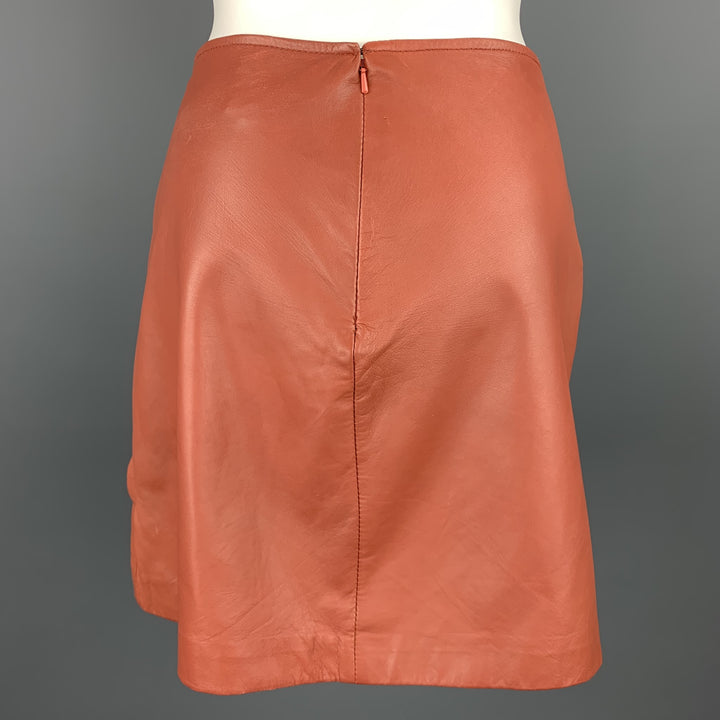 REISS Size 4 Brick Leather Lamb Skin Mini Skirt