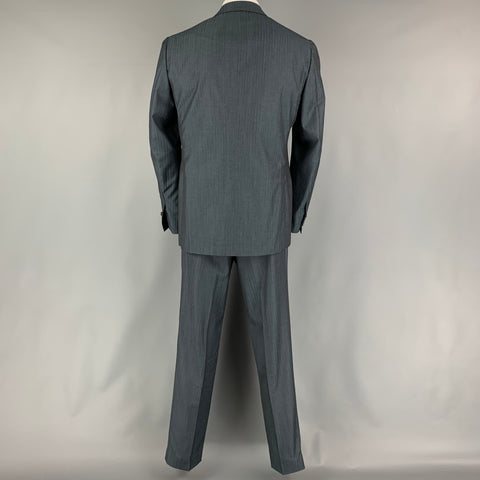 SARTORIO Size 44 Charcoal Stripe Wool Notch Lapel 36 35 Suit