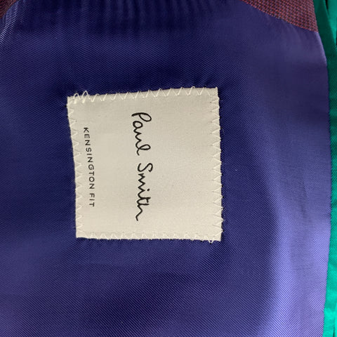 PAUL SMITH Kensington Fit Size 38 Regular Purple Navy Grid Wool / Silk Sport Coat