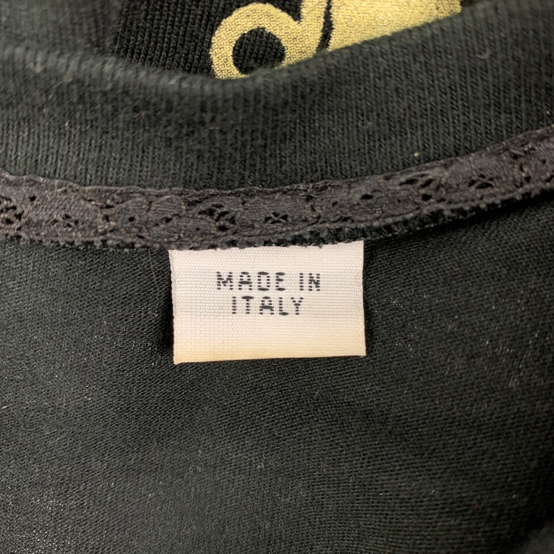 JOHN GALLIANO Size M Black Gold Print Cotton Crew-Neck T-shirt