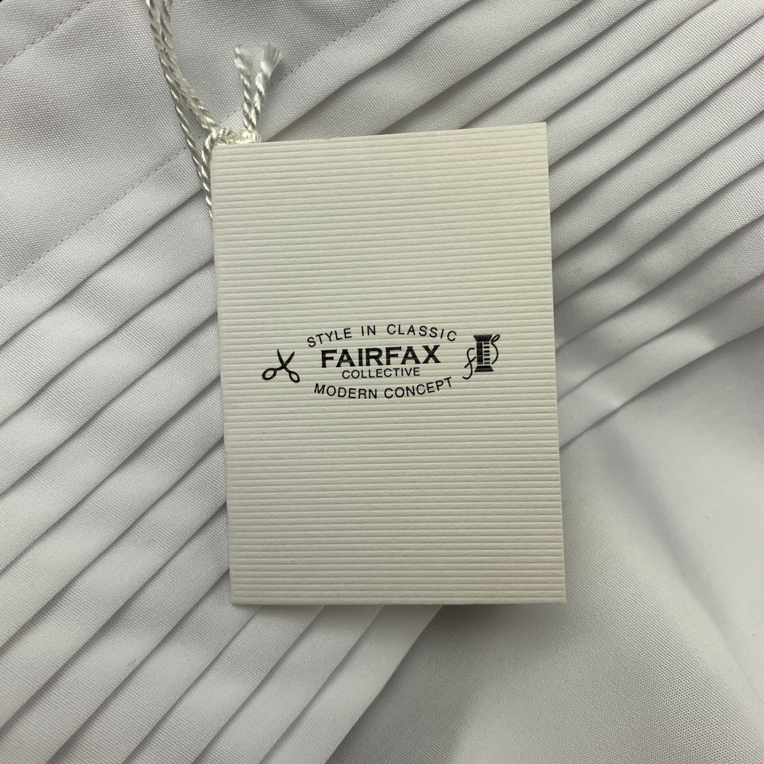 FAIRFAX for BARNEY'S NY Talla L Camisa blanca de manga larga con puño francés de algodón plisado