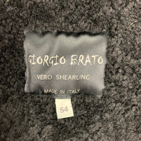 GIORGIO BRATO Size 44 Black Leather Hooded Aysmmetrical Coat