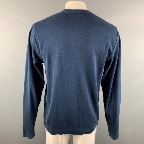 S.N.S HERNING Size XL Navy Cotton / Polyester V-Neck Cardigan