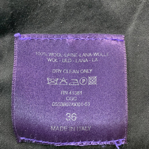 RALPH LAUREN Taille 36 Pantalon habillé en laine sergé noir à devant plat