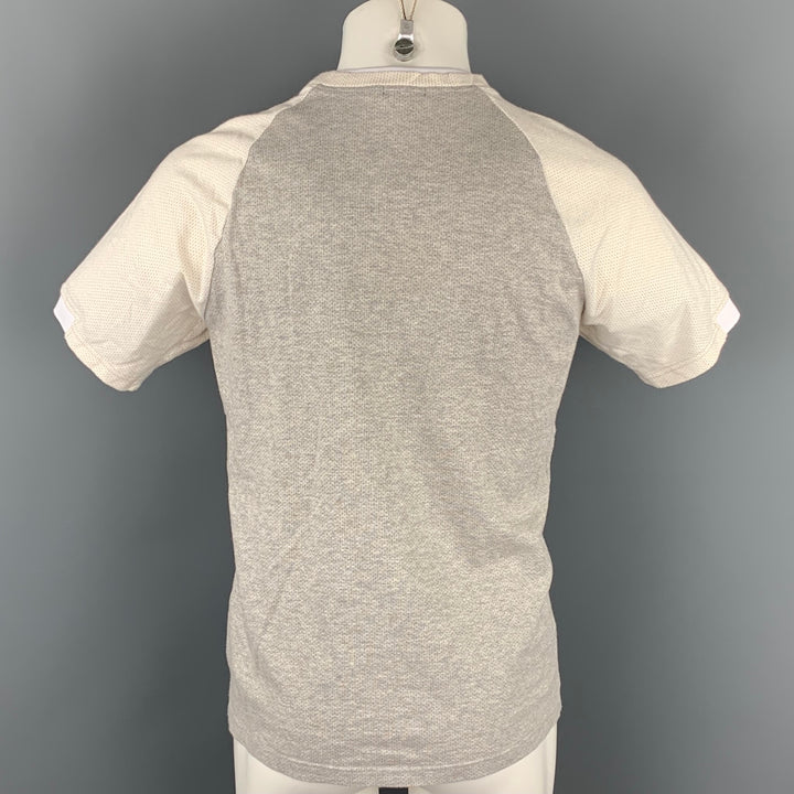 COMME des GARCONS HOMME PLUS Size M Grey & Beige Metallic Cotton Blend T-shirt