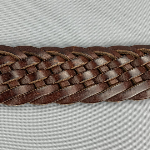 RALPH LAUREN Woven Size 38 Brown Leather Belt