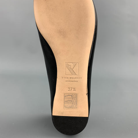 REED KRAKOFF Talla 7.5 Zapatos planos con punta de cuero en dos tonos en negro y beige