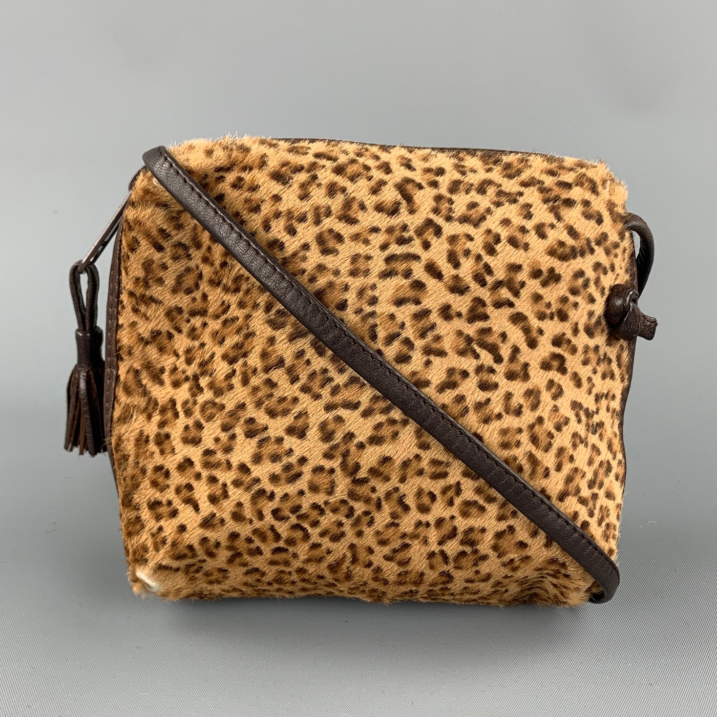 BOTTEGA VENETA Leopard Pony Hair Mini Cross Body Handbag