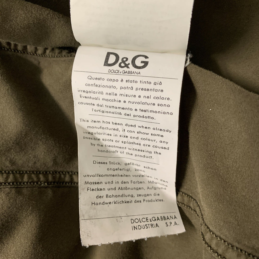 D&G by DOLCE & GABBANA Size L Brown Cotton Button Up Long Sleeve Shirt