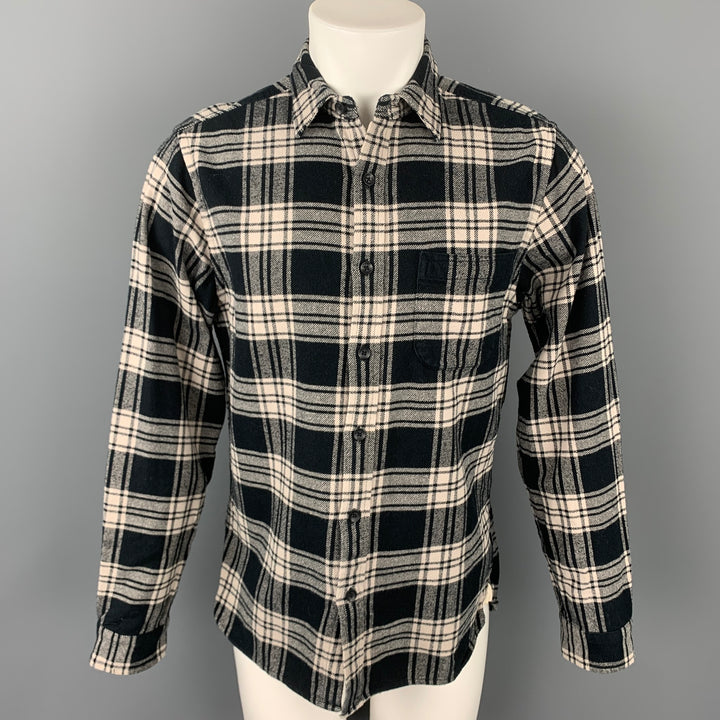 ALEX MILL Size M Black & Cream Plaid Cotton Button Up Long Sleeve Shirt