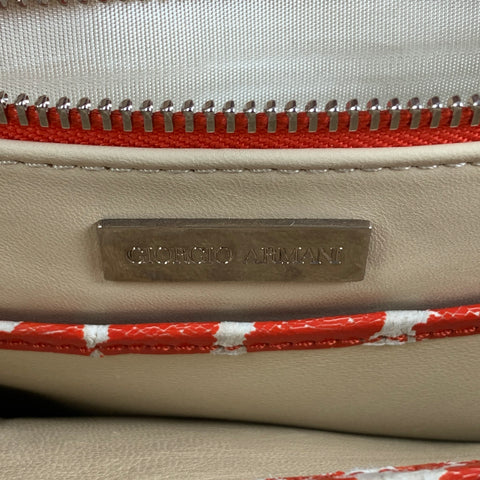 GIORGIO ARMANI Orange Embossed Leather Top Handle Handbag