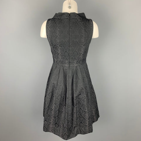 CUE Size 8 Black Snake Skin Print Polyester Pleated Cocktail Dress