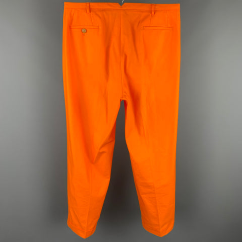 WALTER VAN BEIRENDONCK Size 36 Orange Cotton Cuffed Pleated 2003 Dream Trouser Pants