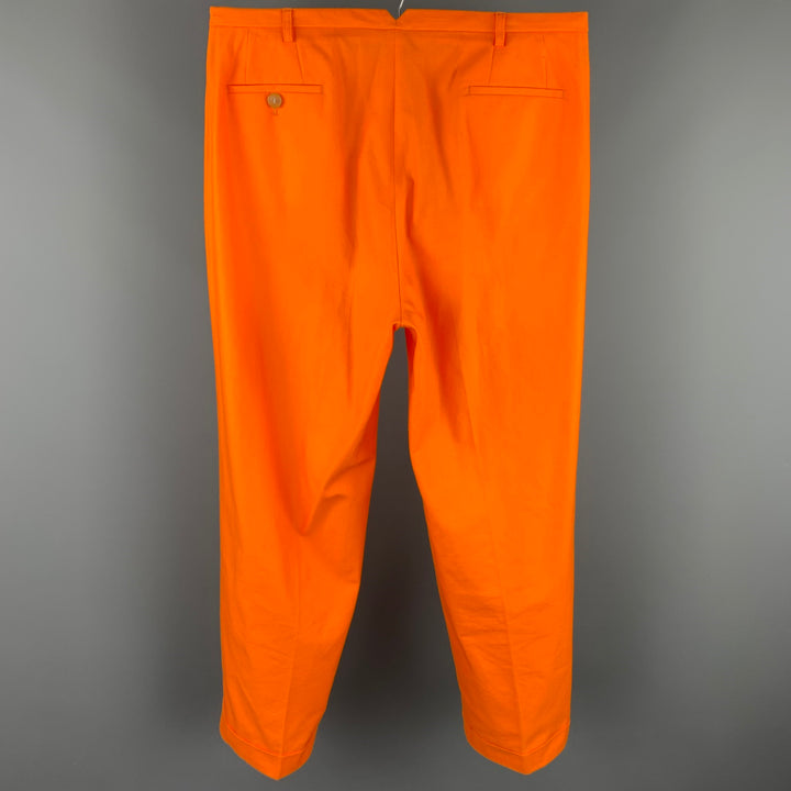WALTER VAN BEIRENDONCK Taille 36 Pantalon pantalon de rêve plissé à revers en coton orange 2003
