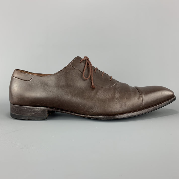 A. TESTONI Size 13 Brown Leather Cap Toe Lace Up