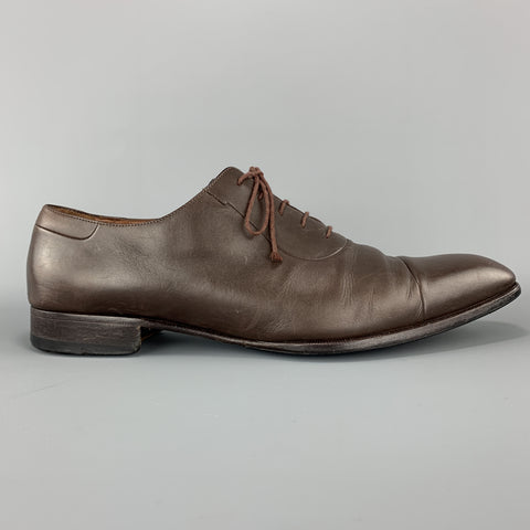 A. TESTONI Taille 13 Cuir Marron Cap Toe Lace Up