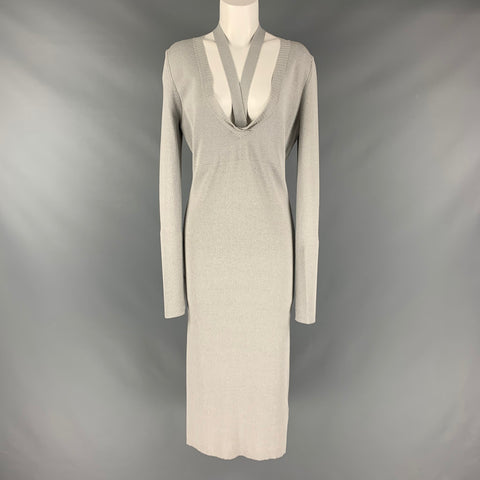 DION LEE Vestido midi a media pantorrilla en mezcla de viscosa gris talla M