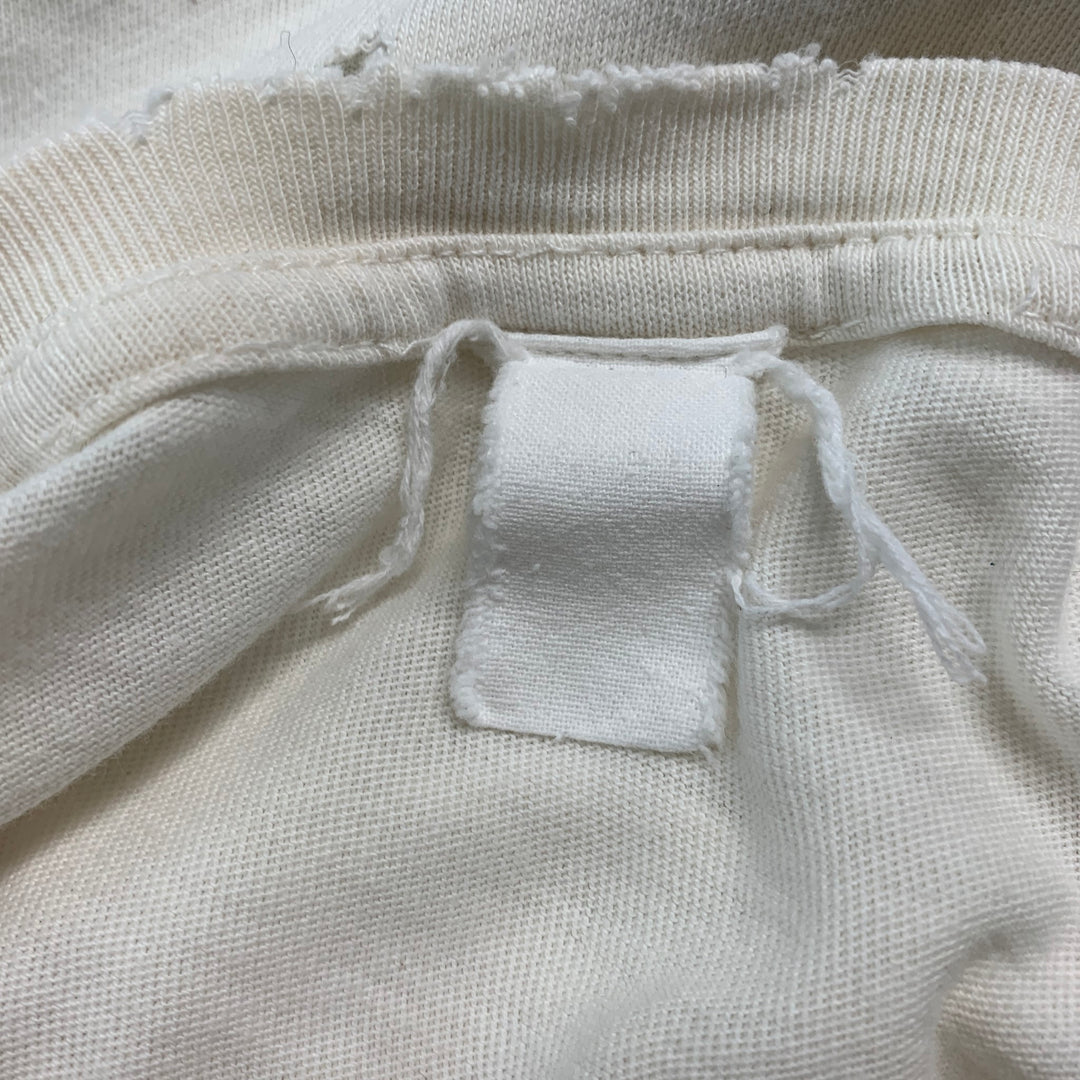 MADEWORN Size M Off White Rock Concert Cotton Distressed T-shirt