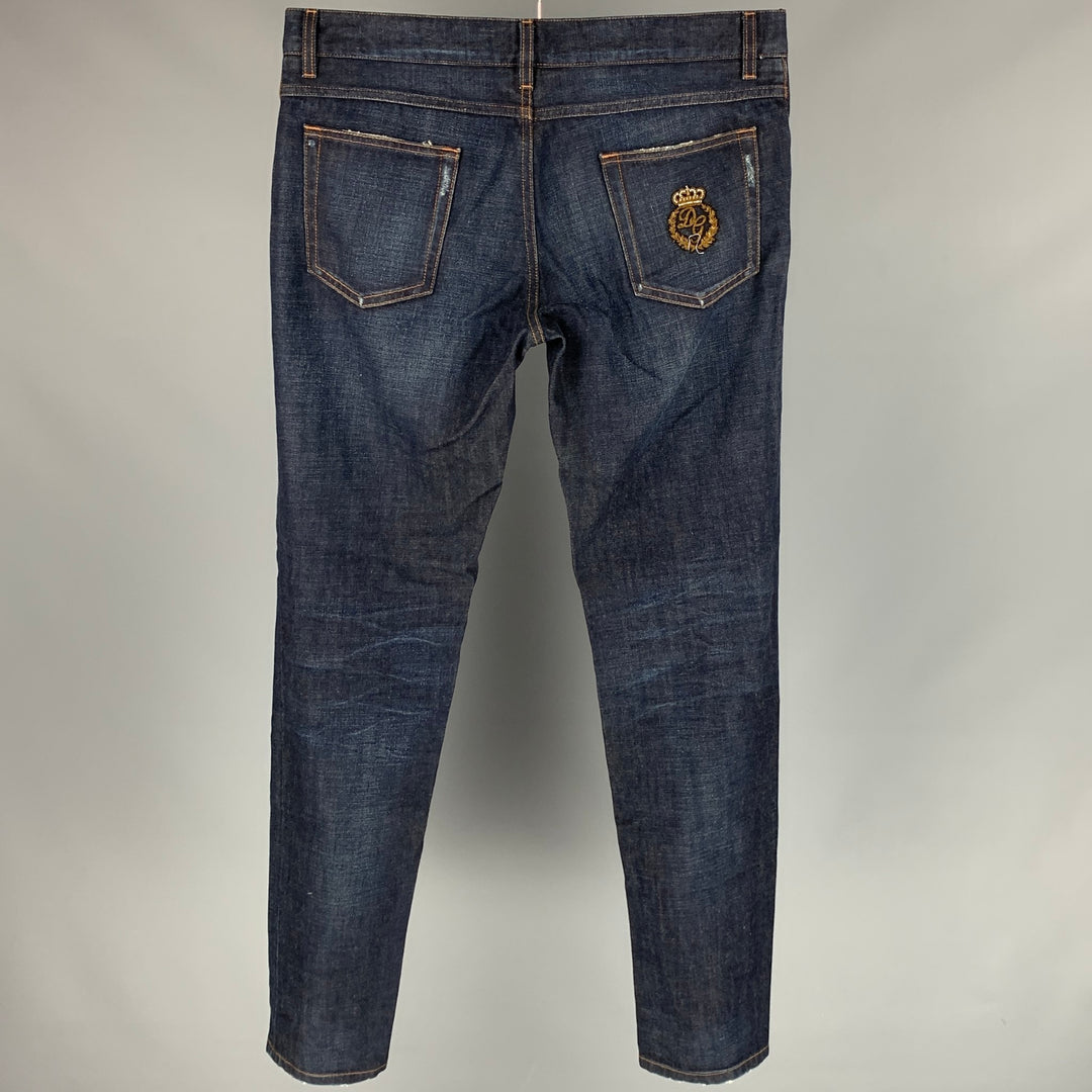 DOLCE & GABBANA Size 36 Indigo Contrast Stitch Denim Button Fly Jeans