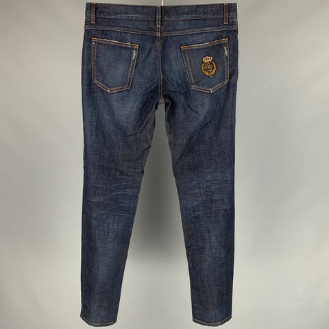 DOLCE & GABBANA Size 36 Indigo Contrast Stitch Denim Button Fly Jeans