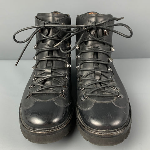 BALLY Size 10 Black Leather Charls Hiking Boots