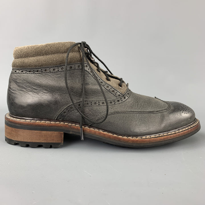 WOLVERINE Wyatt Size 7.5 Gray Wingtip Leather Boots