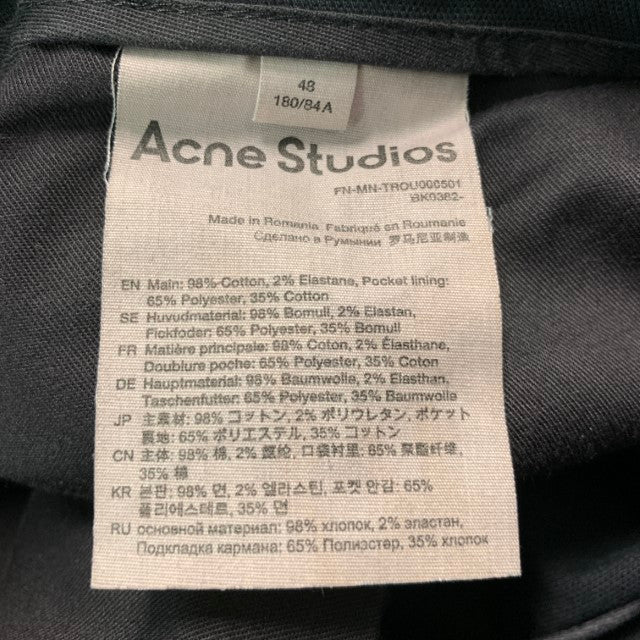 ACNE STUDIOS Size 32 Black Solid Cotton Elastane Pleated Dress Pants
