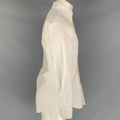 THOM BROWNE Size M White Solid Cotton Oxford Long Sleeve Shirt