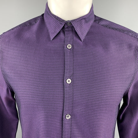 PAUL SMITH Size M Purple & Black Chevron Cotton Button Up Long Sleeve Shirt