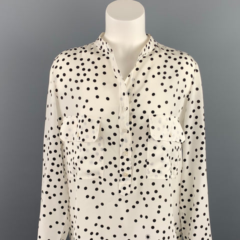 STELLA McCARTNEY Size 6 White & Black Dot Print Silk Blouse