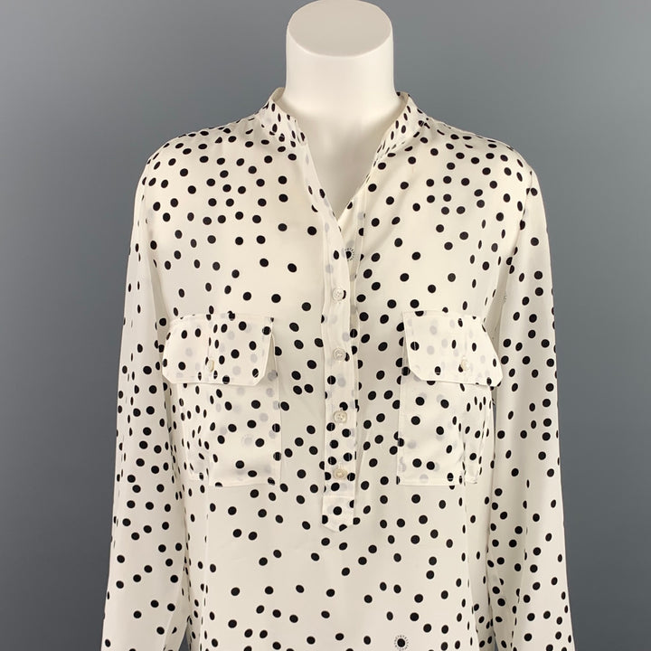 STELLA McCARTNEY Talla 6 Blusa de seda con estampado de puntos blancos y negros