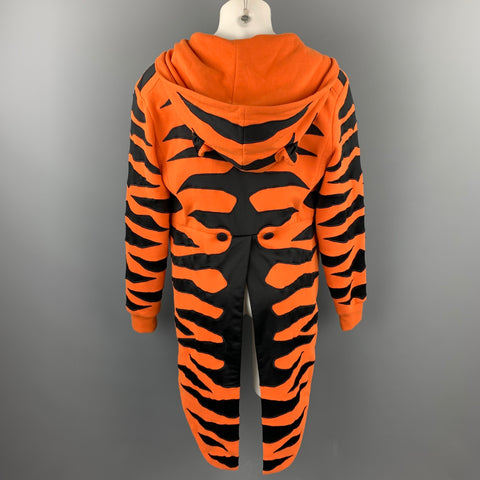 ADIDAS by JEREMY SCOTT Size L Orange & Black Tiger Cotton Hooded Open Front Jacket