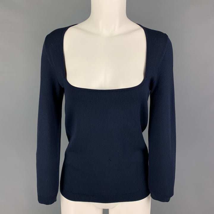 RALPH LAUREN Black Label Size M Navy Silk Blend Long Sleeve Pullover