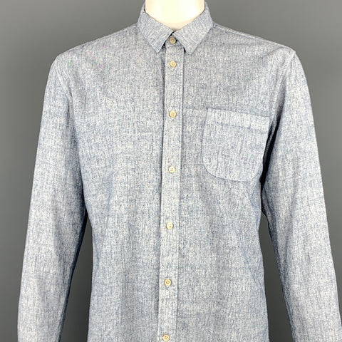 OUR LEGACY Talla 42 Camisa de manga larga en mezcla de cáñamo y cambray azul