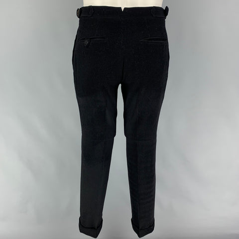PHINEAS COLE Taille 36 Costume à Revers en Laine Velours Côtelé Noir