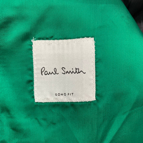 PAUL SMITH Soho Fit Size 44 Regular Navy & Burgundy Grid Wool Notch Lapel Sport Coat