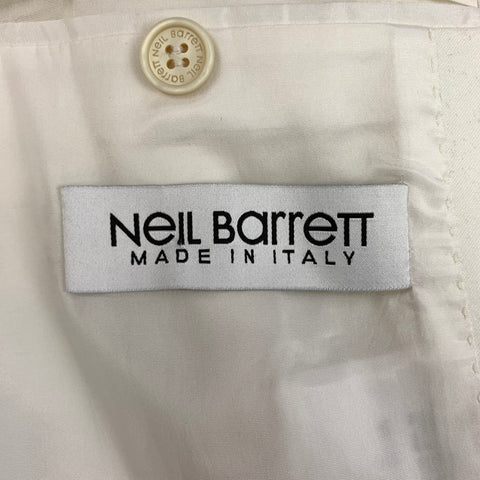 NEIL BARRETT Size 40 White Tencel Blend Notch Lapel Tuxedo Suit