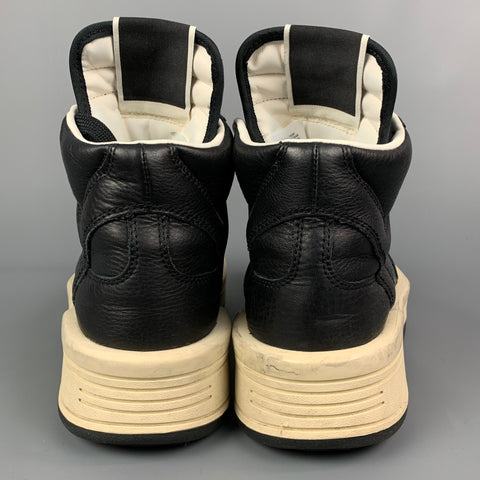 CONVERSE x DRKSHW Size 9.5 Black & Cream Leather High Top TURBOWPN Sneakers