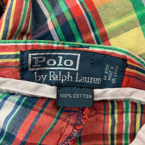 POLO by RALPH LAUREN Size 33 Multi-Color Plaid Cotton Zip Fly Shorts