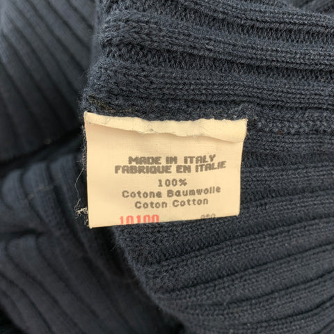 JOHN BARTLETT Size XL Navy Knitted Cotton V-Neck Pullover