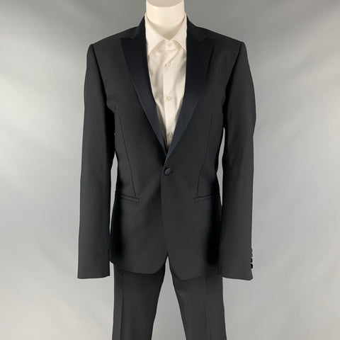 CALVIN KLEIN COLLECTION Taille 34 Smoking à revers en laine unie noire