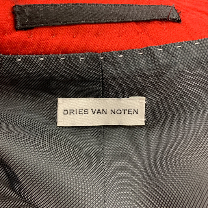 DRIES VAN NOTEN Size 40 Orange Cotton / Viscose Notch Lapel Suit