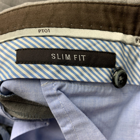PT01 Size 30 Grey Heather Virgin Wool Button Fly Dress Pants