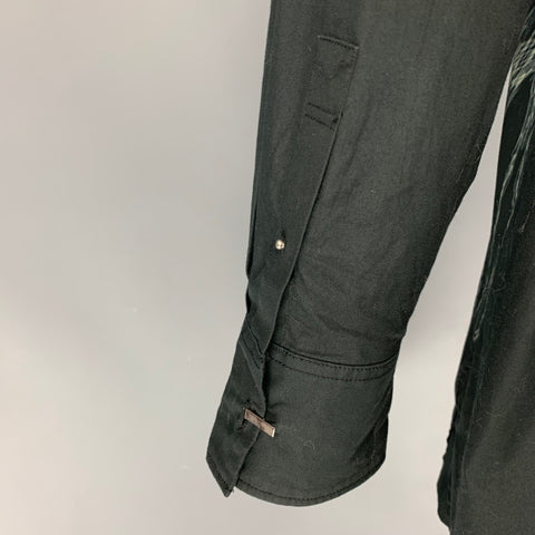 BED J.W. FORD Size S Black Applique Cotton Long Shirt