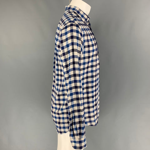 BARENA Taille S Chemise à manches longues à carreaux bleu blanc cassé